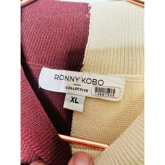 RONNY KOBO COLLECTIVE Brown White Colorblock Knit Sweater Dress Size XL - Picture 13 of 16